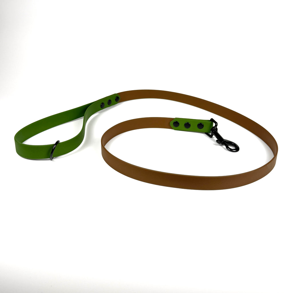 Waterproof Dog Lead - Brown/Olive Green