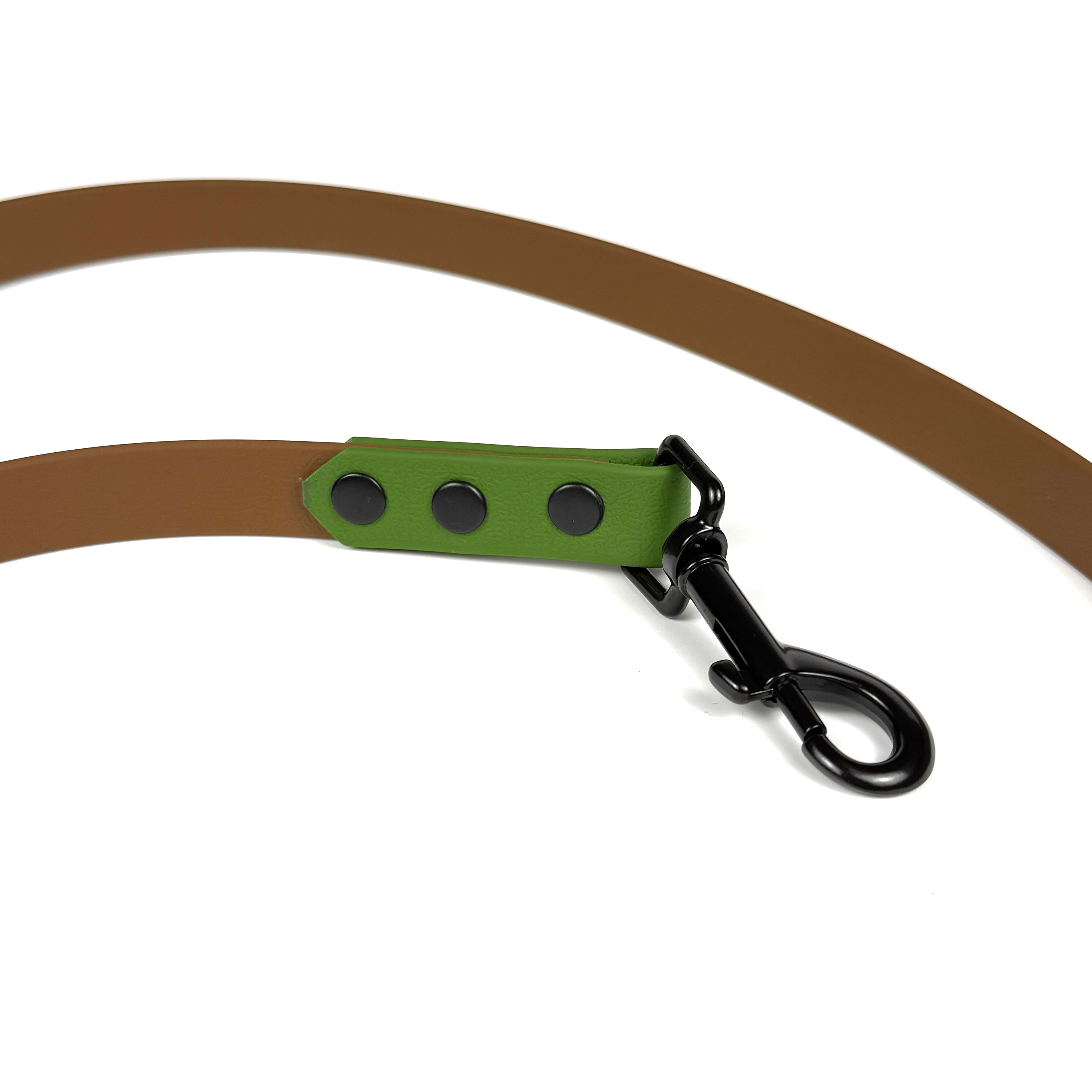 Waterproof Dog Lead - Brown/Olive Green