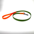 Waterproof Dog Lead - Olive Green/Neon Orange