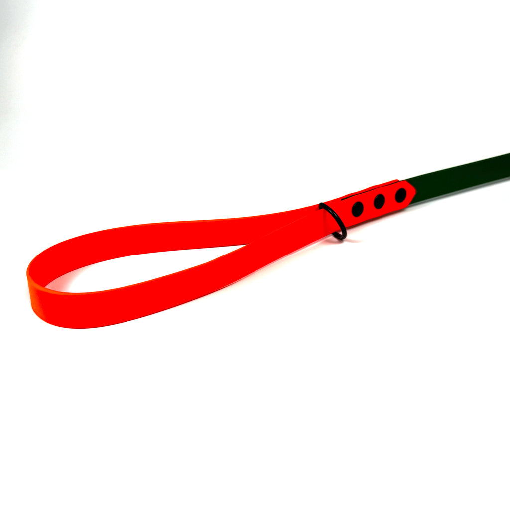 Waterproof Dog Lead - Olive Green/Neon Orange